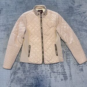 CiSono taupe barn quilted fleece lined jacket with stretch sides size medium